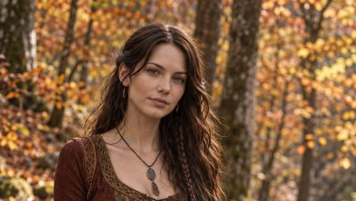 Mujer de vestido medieval entre bosque de otoño, horóscopo semanal del zodíaco