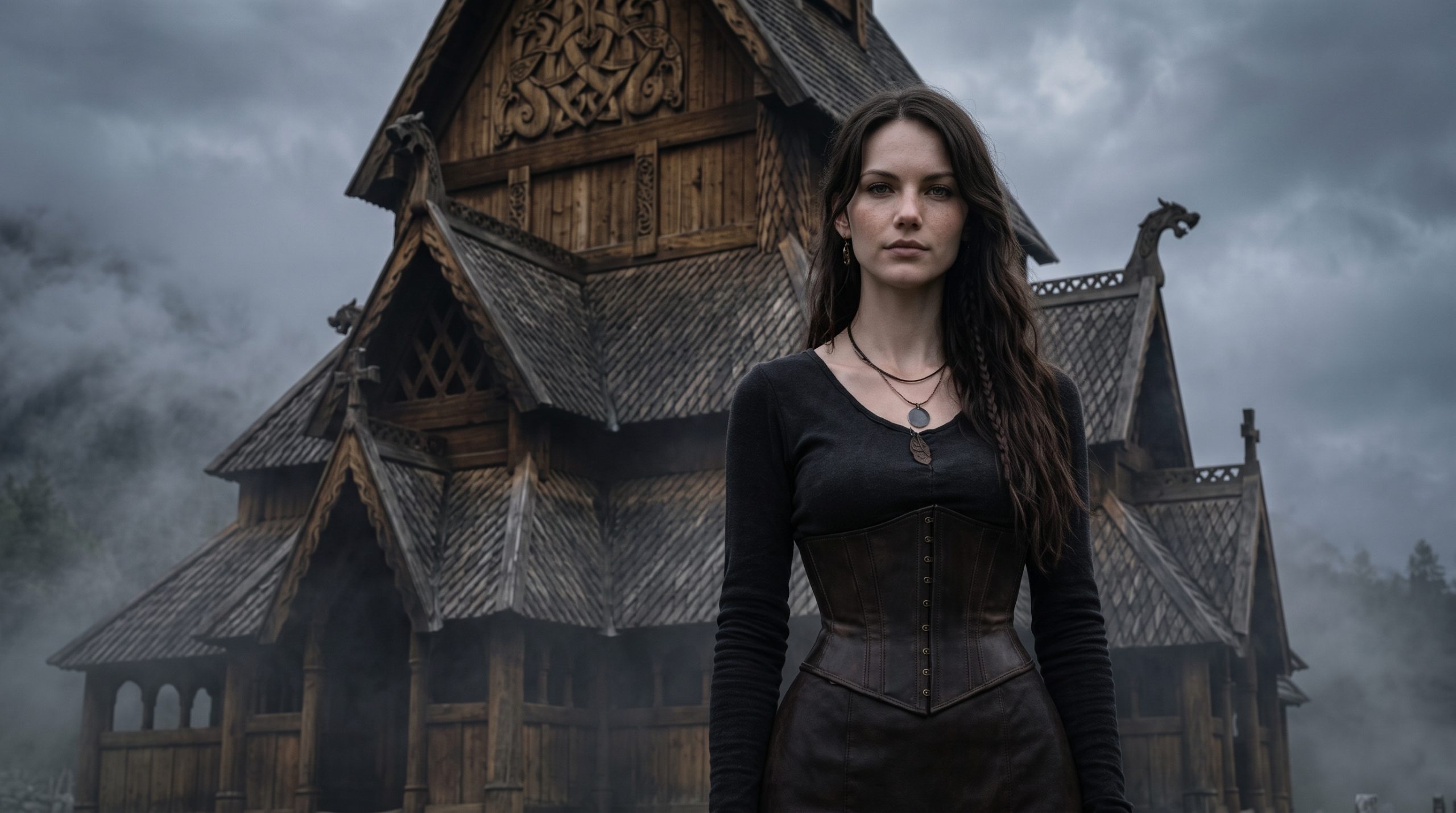 Freyja, diosa del amor y la guerra, ante un drakkar vikingo